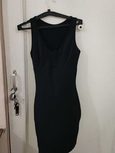 Black Ribbed Bodycon Dress