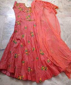 Pink Embroidered Ethnic Gown