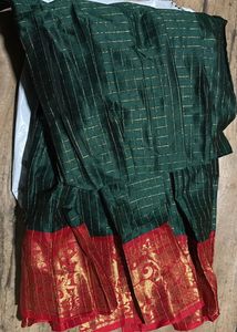 Dhavani set traditional, Red &amp; green checked