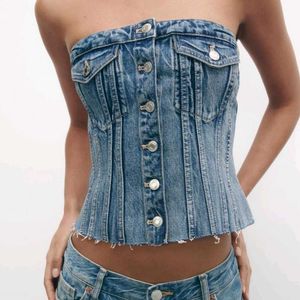 Zara Denim Corset Top