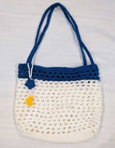 Crochet Celestial Theme White-Blue Tote Bag