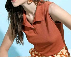 Tokyo Talkies Women Terracotta Solid Shirt Style