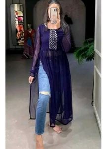 Navy Blue Sheer Kurta