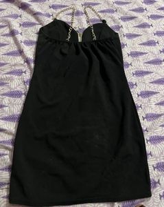 Black Chain Strap Mini Dress
