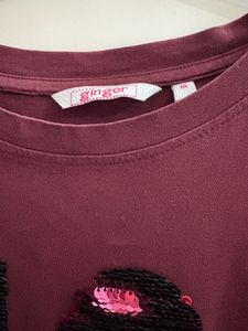 Maroon Sequin "NO!" T-Shirt