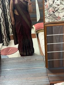 Elegant Maroon &amp; Gold Saree