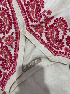 Embroidered Beige Kurta