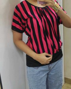 Calvin Klein Pink &amp; Black Striped Tunic Top