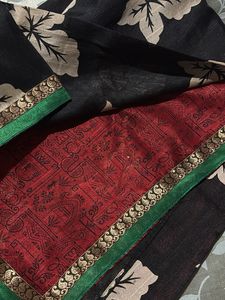 trendy Black Floral Saree