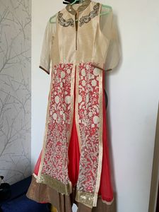 Designer Anarkali Suit - Red &amp; Gold