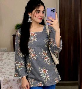 Elegant Floral Print corset Kurti short