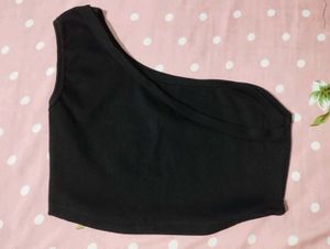 One Shoulder Ribbed Crop Top