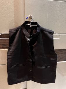 Classic Black Band Collar Waistcoat