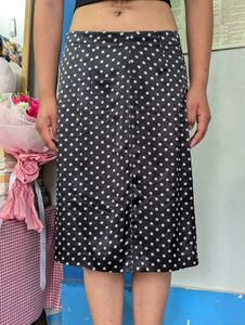 Black Polka Dot Midi Skirt