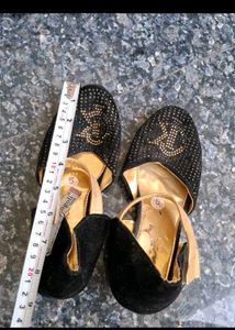 Sparkly Black &amp; Gold Ballerinas