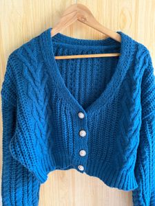 Shein Cable Knit Crop Cardigan