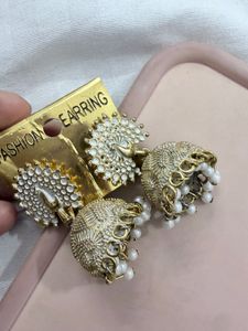 Beautiful Jhumka Earrings with Pearls