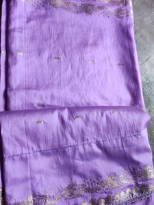 Elegant Lavender Saree with Gold Border