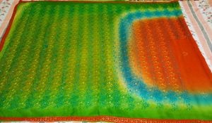 Party Wear Saree(Orange &amp; Green Colour)