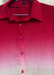 Ombre Red &amp; White Button-Up Shirt