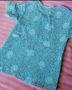 Teal Crochet Lace Blouse