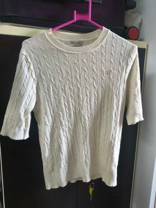 White Cable Knit Top