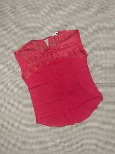 Chic Red Lace Detail Top
