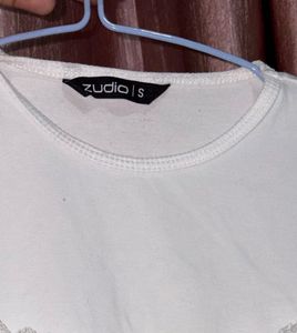 White Lace Trim T-Shirt