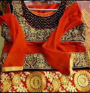designer netted red color party wear dress