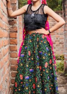 Boho Black Elephant Print Skirt