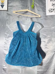 Sparkly Blue Draped Top