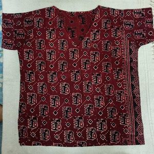 Ajrakh Print Dyed Cotton Tops (Combo of 2)