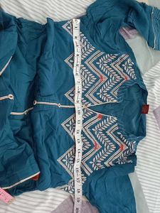 Teal Embroidered Kurti