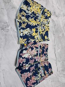 Floral Print Denim Shorts