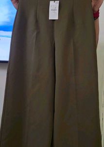 Zara Women's Olive wide-leg pant