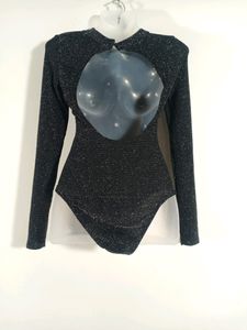 Divided By H&amp;M Black &amp; Silver Bodysuit Top