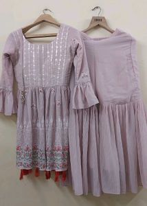 Elegant Lilac Kurta Set with Sharara