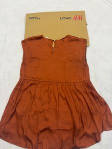 rust copper colour satin H&amp;M top