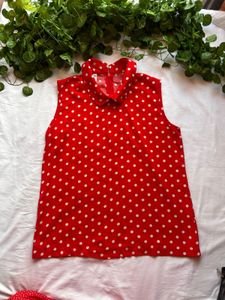 Red Polka Dot Sleeveless Top