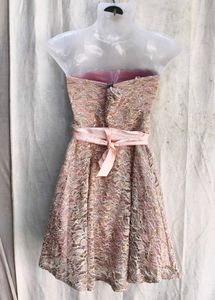 Chic Pink Lace Strapless Dress
