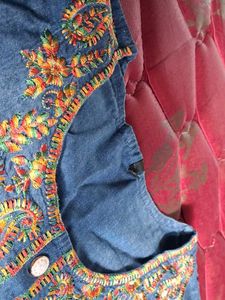 Embroidered Denim Kurta