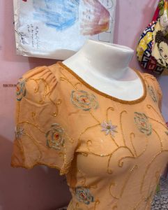 y2k chatpata Sheer Beaded Desi Floral Top
