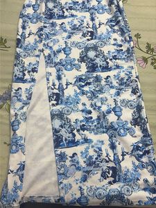 Blue &amp; White Print Maxi Dress