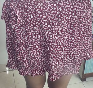 Red Floral Mini Skorts