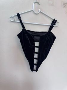Black Velvet Cut-out Bodysuit