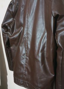 Unisex Brown Solid Leather Jacket🧥