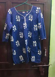 Blue Floral Print Kurta