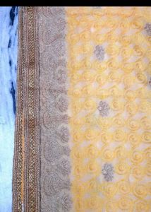 Yellow Embroidered Saree with Blouse