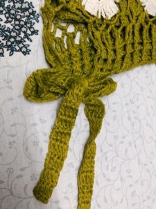 Beautiful Crochet Mehendi Green Top