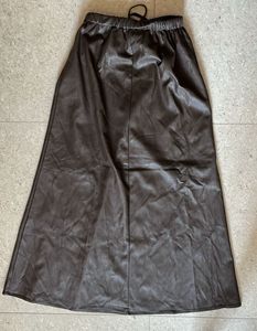 Women brownish leather maxi skirt